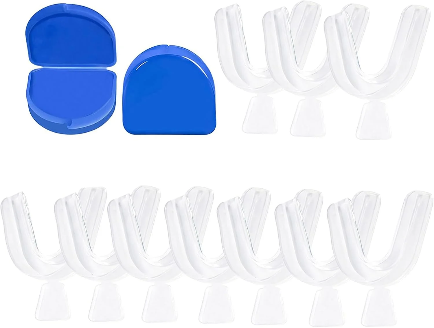 ۱۰ عدد قالب سفید کننده دندان، محافظ دهان به همراه ۲ جعبه دندان، قالب های ترموفرمینگ برای سفید کردن دندان، کیت ابزار بهداشت دهان و دندان