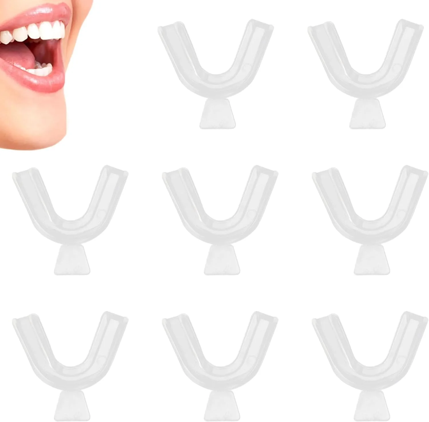 8 عدد قالب سفید کننده دندان، محافظ لثه ترموپلاستیک شفاف برای سفید کردن، ساییدن و محافظت از دندان