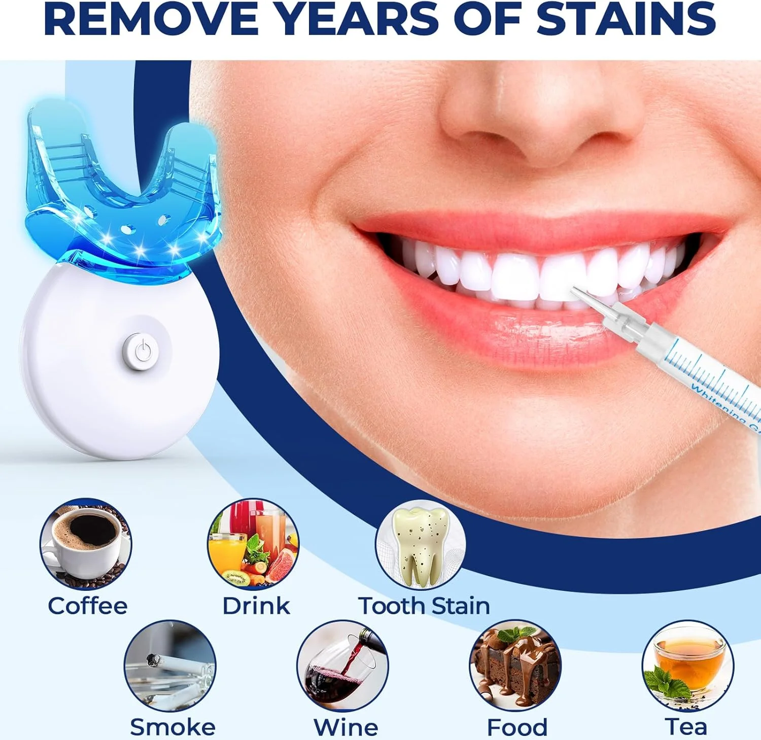 مجموعه سفید کننده دندان، کیت سفید کننده دندان: ژل سفید کننده دندان، مجموعه بلیچینگ دندان برای سفید کردن دندان، مجموعه سفید کننده دندان، کیت سفید کننده دندان، LED