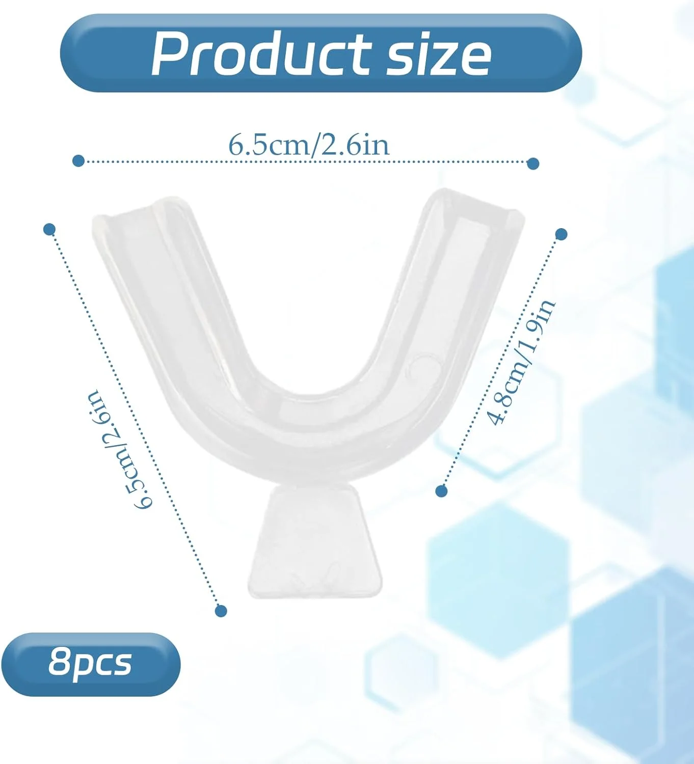 8 عدد قالب سفید کننده دندان، محافظ لثه ترموپلاستیک شفاف برای سفید کردن، ساییدن و محافظت از دندان