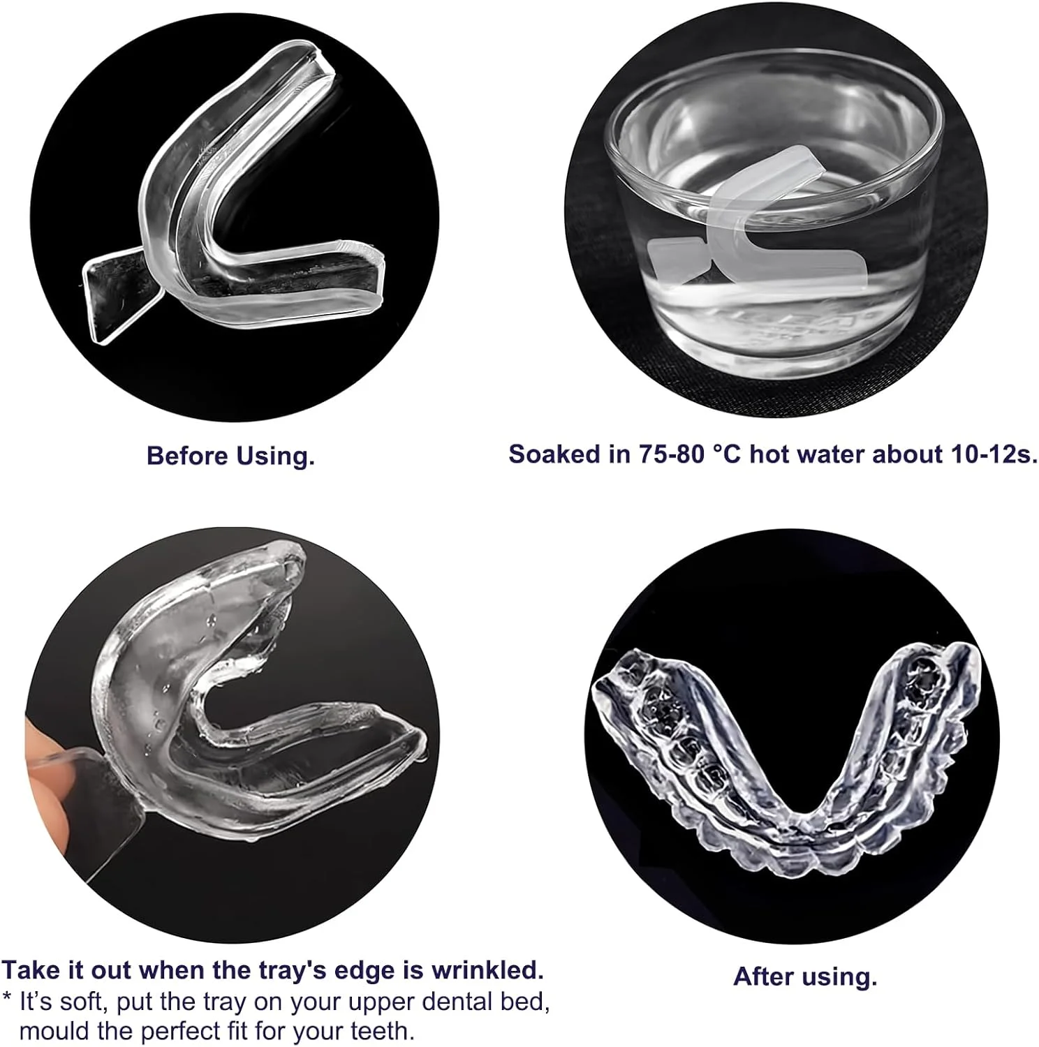8 عدد قالب سفید کننده دندان، محافظ دهان به همراه 2 جعبه دندان، قالب های حرارتی شکل دهی سفید کننده دندان، ابزار بهداشت دهان و دندان