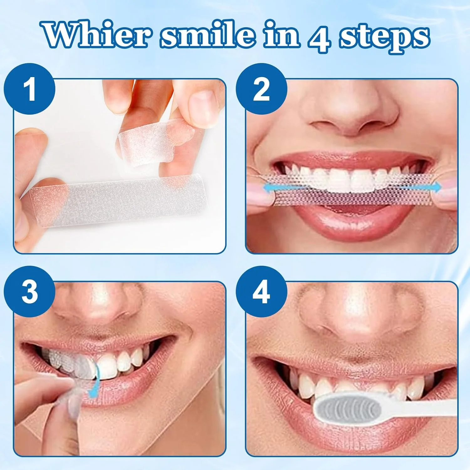 مجموعه سفید کننده دندان UOY، پودر سفید کننده دندان، مجموعه سفید کننده دندان با کربن فعال، مسواک بامبو و 2 نوار سفید کننده، پودر سفید کننده و تمیز کننده دندان برای دندان های سفید