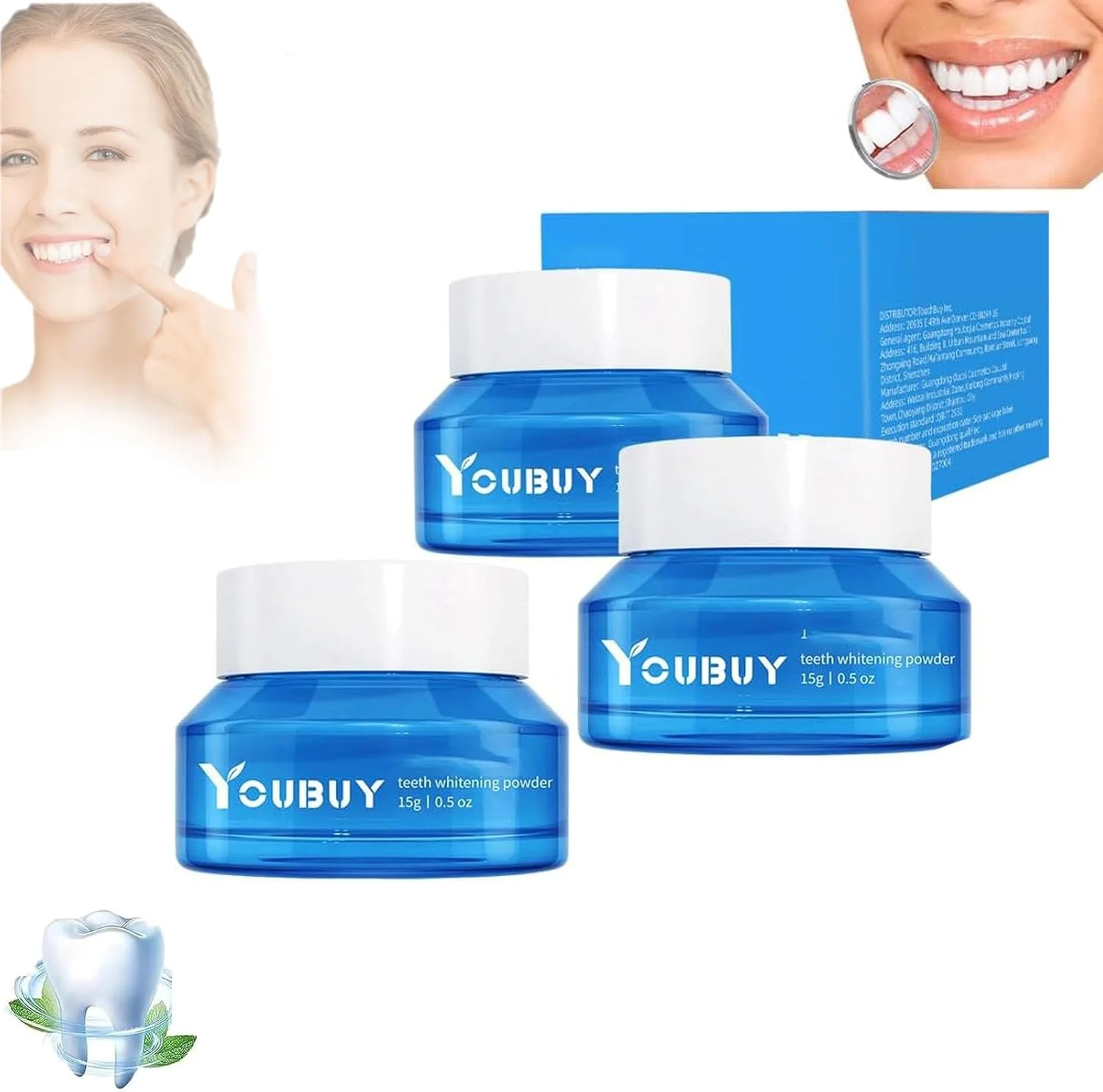 پودر سفید کننده دندان یو بای، پودر سفید کننده فوری دندان، سفید کننده و از بین برنده لکه، پودر مینای دندان، مراقبت از تنفس تازه دهان (3 عدد) پودر سفید کننده دندان یو بای، پودر سفید کننده فوری دندان، سفید کننده و از بین برنده لکه، پودر مینای دندان، مراقبت از تنفس تازه دهان (3 عدد)