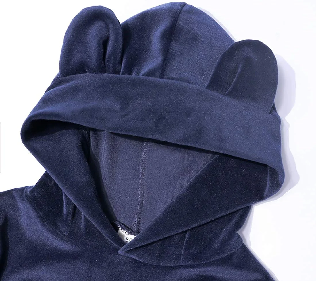 ست هودی و شلوار مخملی کلاه دار پسرانه و دخترانه