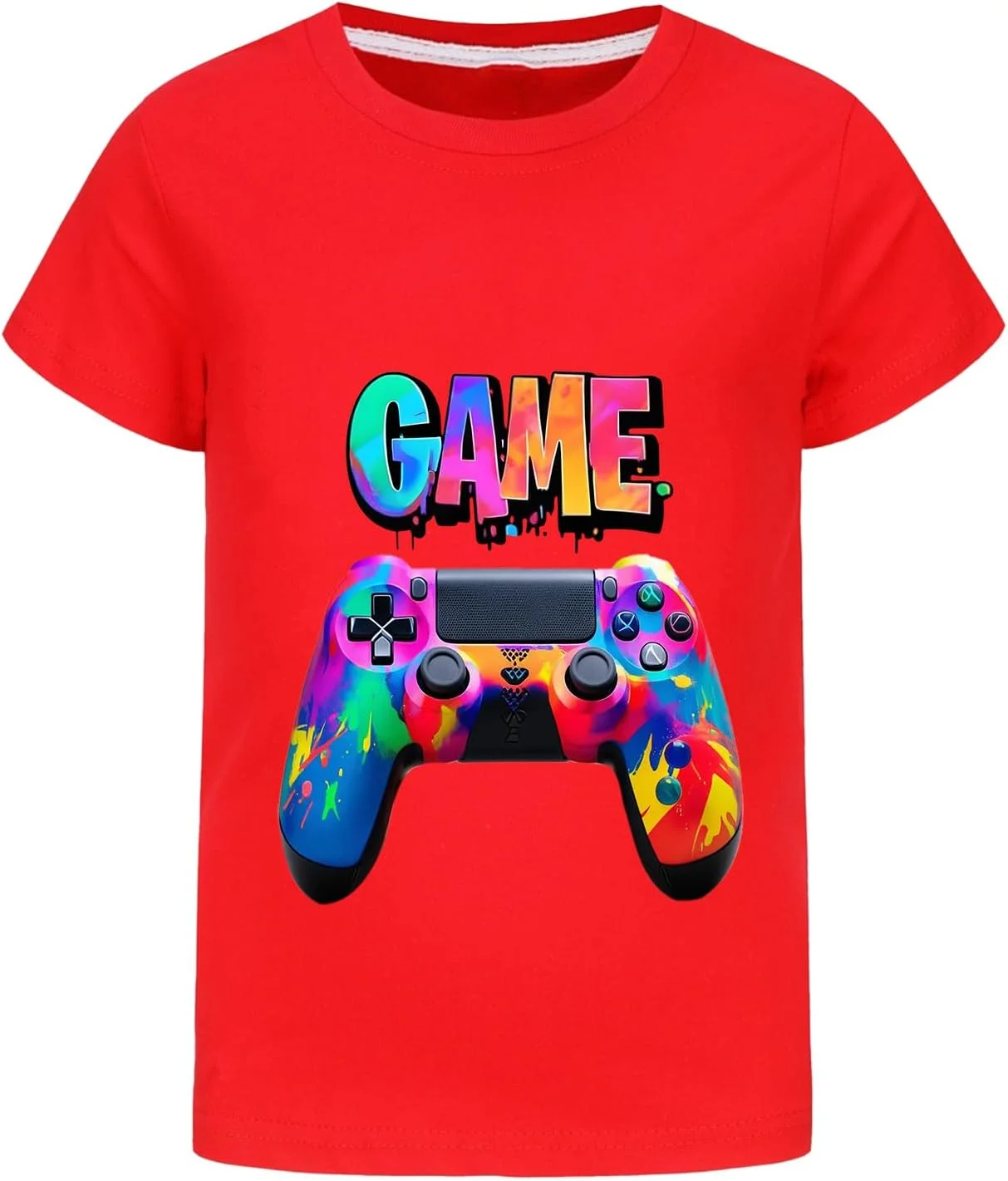 ست لباس پسرانه طرح بازی، آستین کوتاه، 100% پنبه، شامل تیشرت یقه گرد و شلوار، سایزهای 5 تا 13 سال