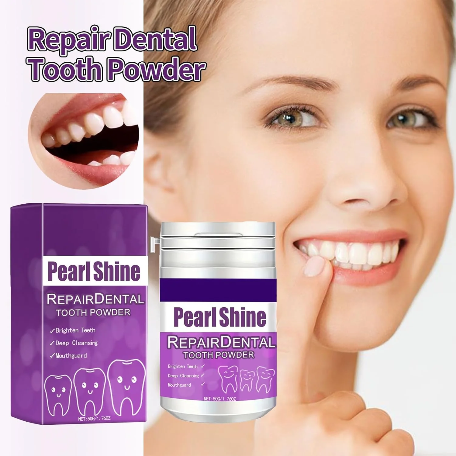 مجموعه دوتایی خمیر دندان و پودر بنفش Zyngkp (دو عدد)، خمیر دندان 50 میلی لیتری + پودر تمیز کننده دندان 50 گرمی، دندان های سفید، از بین برنده جرم و لکه، تنفس تازه، ضد بو، سفید کننده و مراقبت از دهان