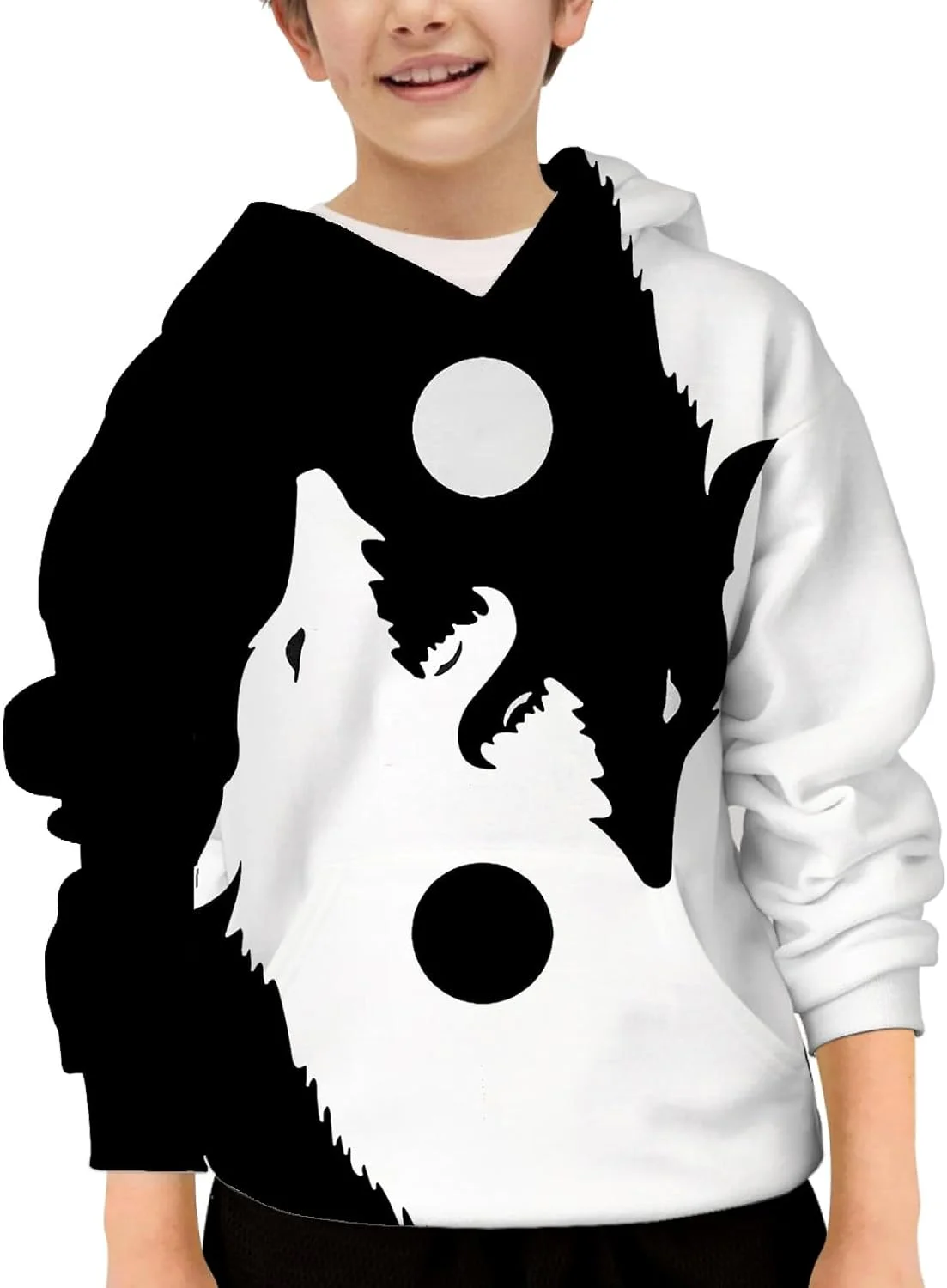 هودی طرح جمجمه برای پسران و دختران، سویشرت کلاه دار چاپی سه بعدی آستین بلند با جیب، مناسب 6 تا 16 سال