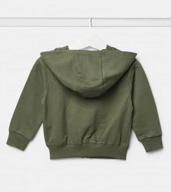 هودی طرح‌دار پسرانه بچه گانه زرافه سبز - سایز 6 تا 12 ماه