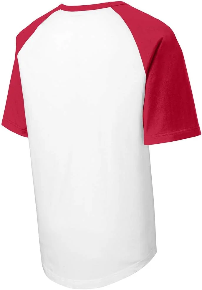 تی شرت آستین کوتاه بیسبال رگلان بچگانه در سایزهای XS-XL، سفید/قرمز، 14-16