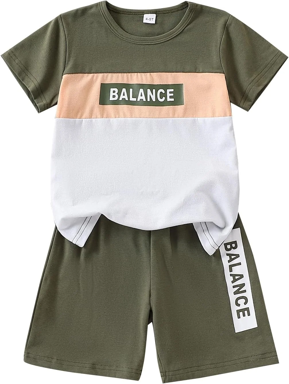 ست لباس پسرانه بچگانه Yoxindax، تیشرت گرافیکی رنگی با حروف و شلوارک، مناسب تابستان، 2 تکه