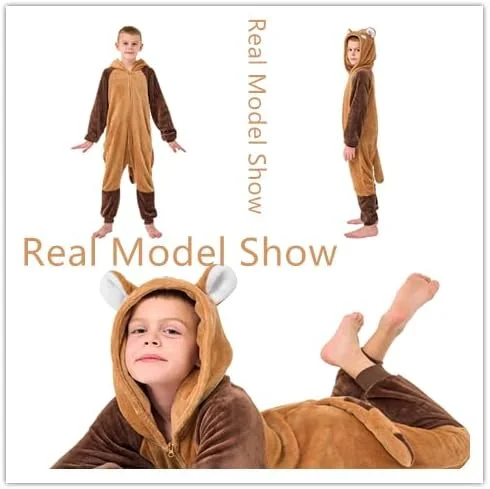 YLLSOPHAN هودی حیوانات برای پسران و دختران، طرح گاو، دایناسور، قورباغه، کوآلا، خرگوش، پاندا، لباس خواب زمستانی، جامپسوت، لباس خواب پشمی نرم و ضخیم