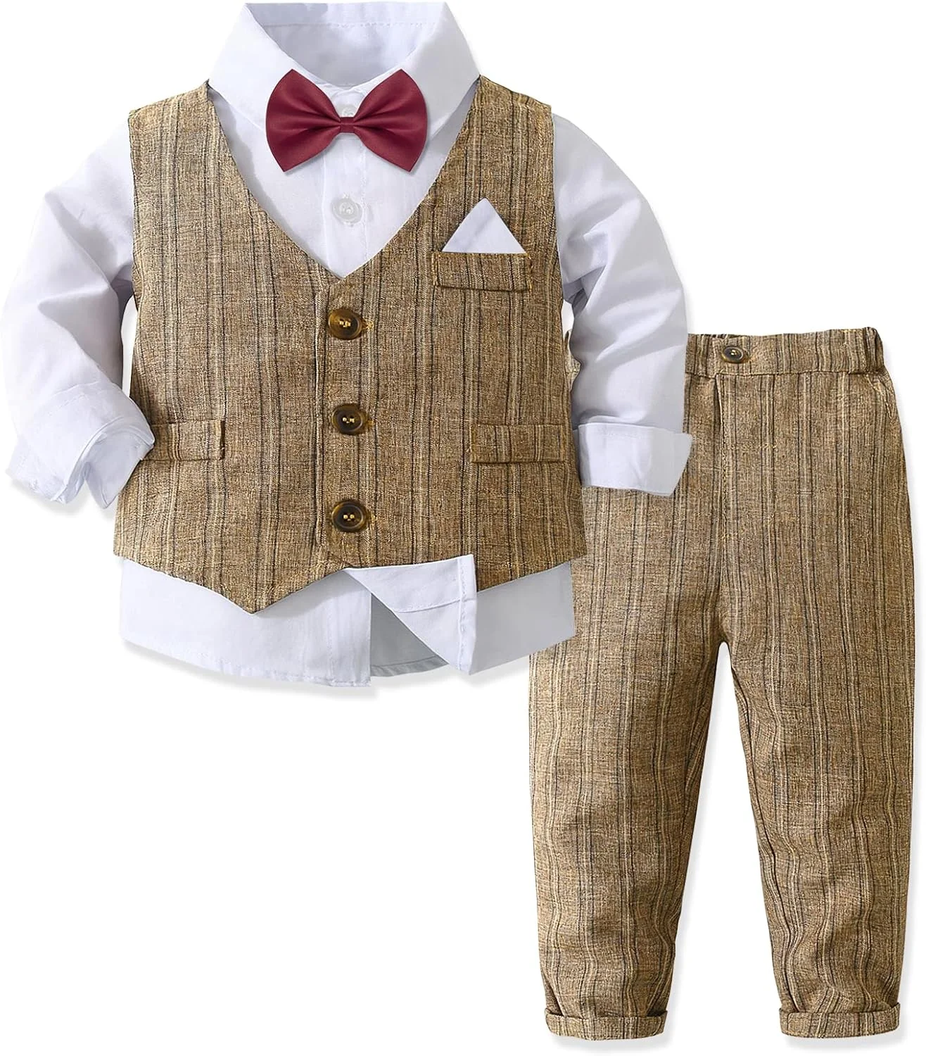 لباس رسمی پسرانه Yilaku، شامل جلیقه، پیراهن و شلوار، مناسب کودکان 2 تا 7 سال