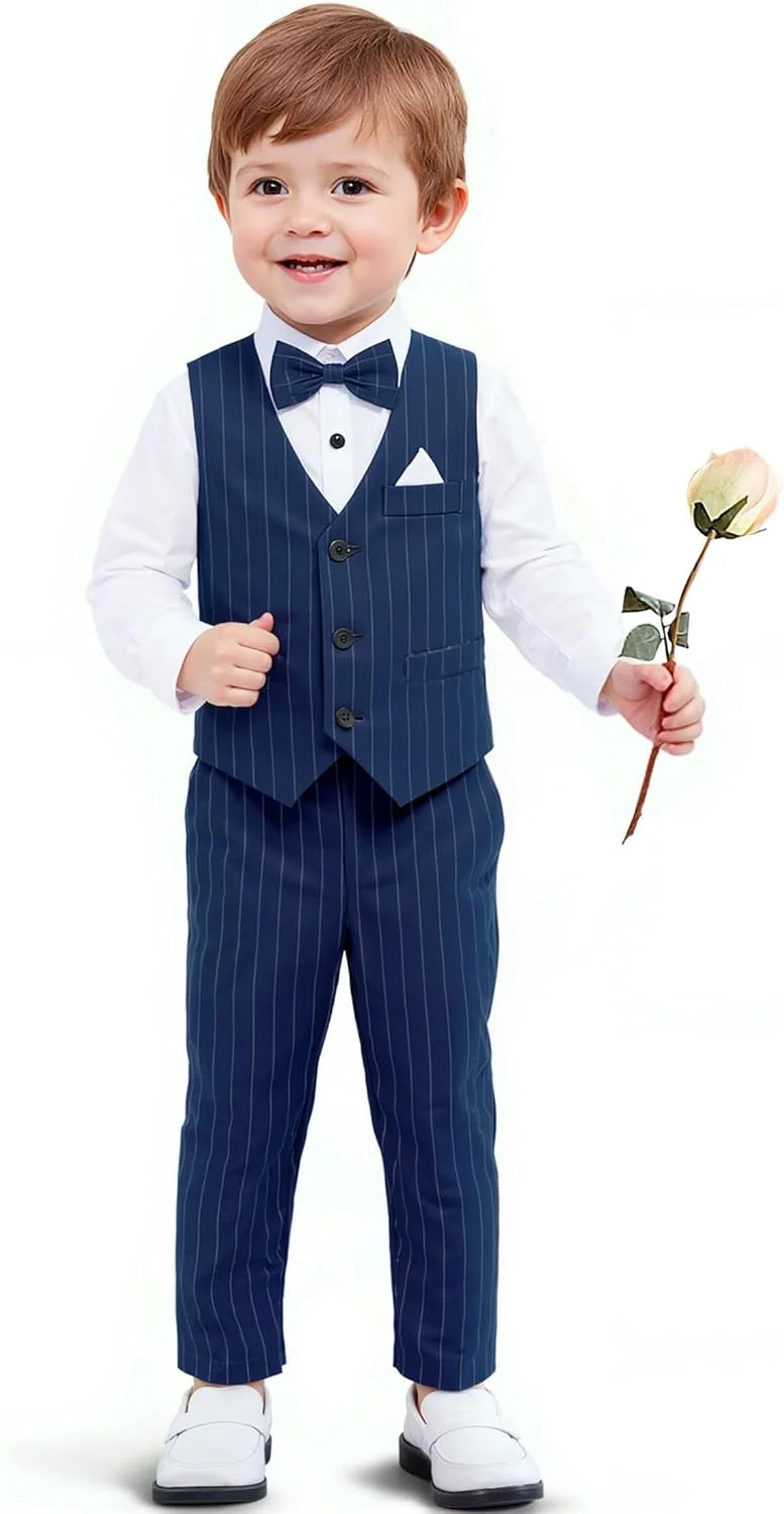 ست کت و شلوار رسمی پسرانه Yilaku مناسب کودکان برای عروسی، جشن کریسمس، 2 تا 7 سال ست کت و شلوار رسمی پسرانه Yilaku مناسب کودکان برای عروسی، جشن کریسمس، 2 تا 7 سال