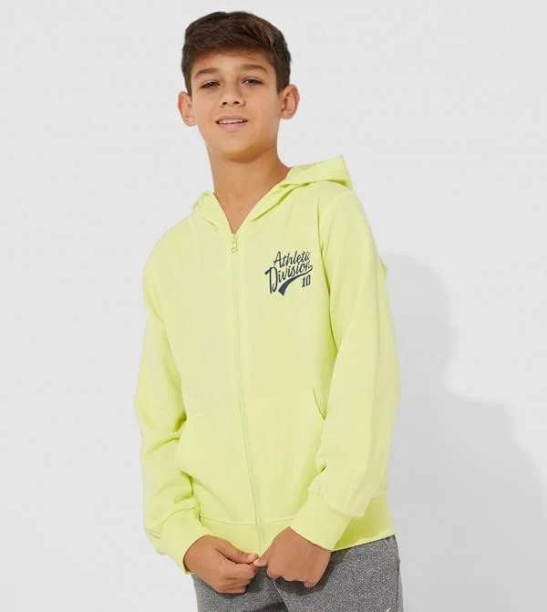 هودی کلاه دار غیر رسمی چاپی زرد نئونی بچگانه - سایز 13-14 سال
