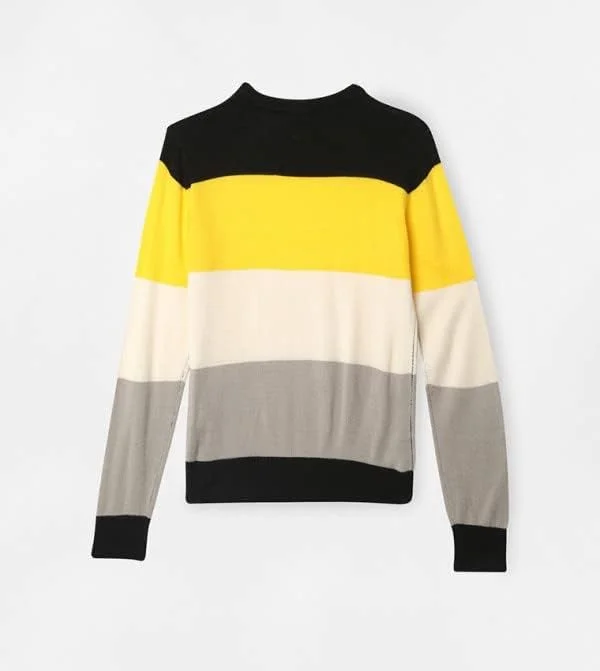 پلیور غیر رسمی رنگی پسرانه نئون زرد - سایز 9-10 سال