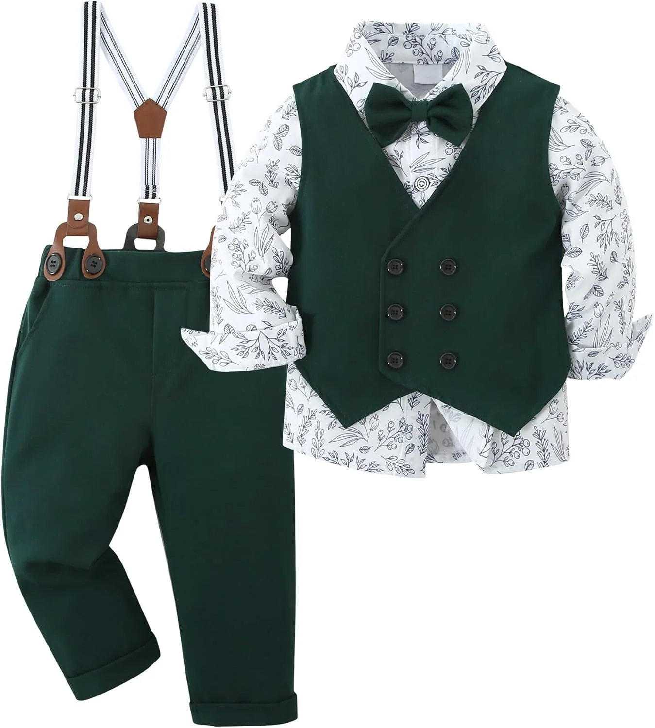 ست لباس پسرانه YALLET، پیراهن رسمی با پاپیون + جلیقه + شلوار بند دار، مناسب برای کودکان بزرگ 6-10 سال، لباس عروسی جنتلمن ست لباس پسرانه YALLET، پیراهن رسمی با پاپیون + جلیقه + شلوار بند دار، مناسب برای کودکان بزرگ 6-10 سال، لباس عروسی جنتلمن