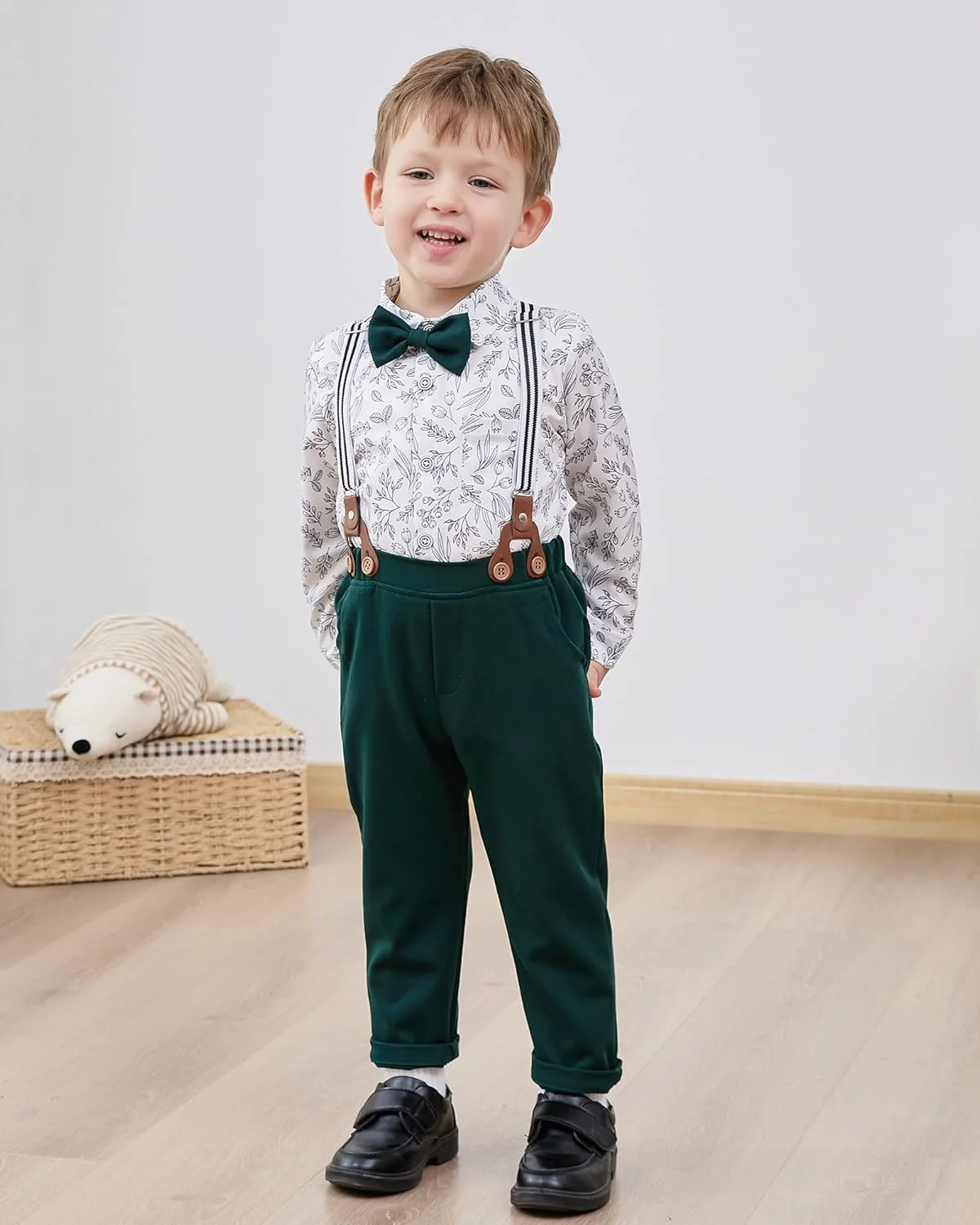 ست لباس پسرانه YALLET، پیراهن رسمی با پاپیون + جلیقه + شلوار بند دار، مناسب برای کودکان بزرگ 6-10 سال، لباس عروسی جنتلمن