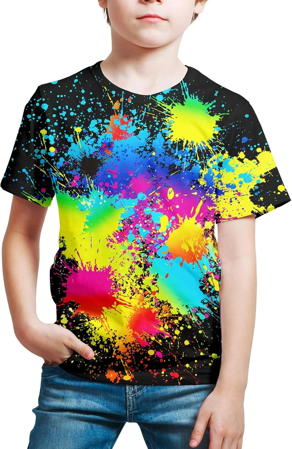 تی‌شرت آستین کوتاه طرح‌دار سه بعدی پسرانه دخترانه مناسب کودکان 6 تا 16 سال