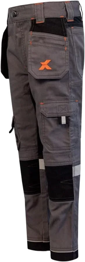 شلوار کار کشی پسرانه Xpert - PRO Junior. شلوار کارگو رزمی با فاق متناسب برای پسران با پنل های کشسان، جیب های کاربردی متعدد، کمر کشی و جزئیات دید بالا