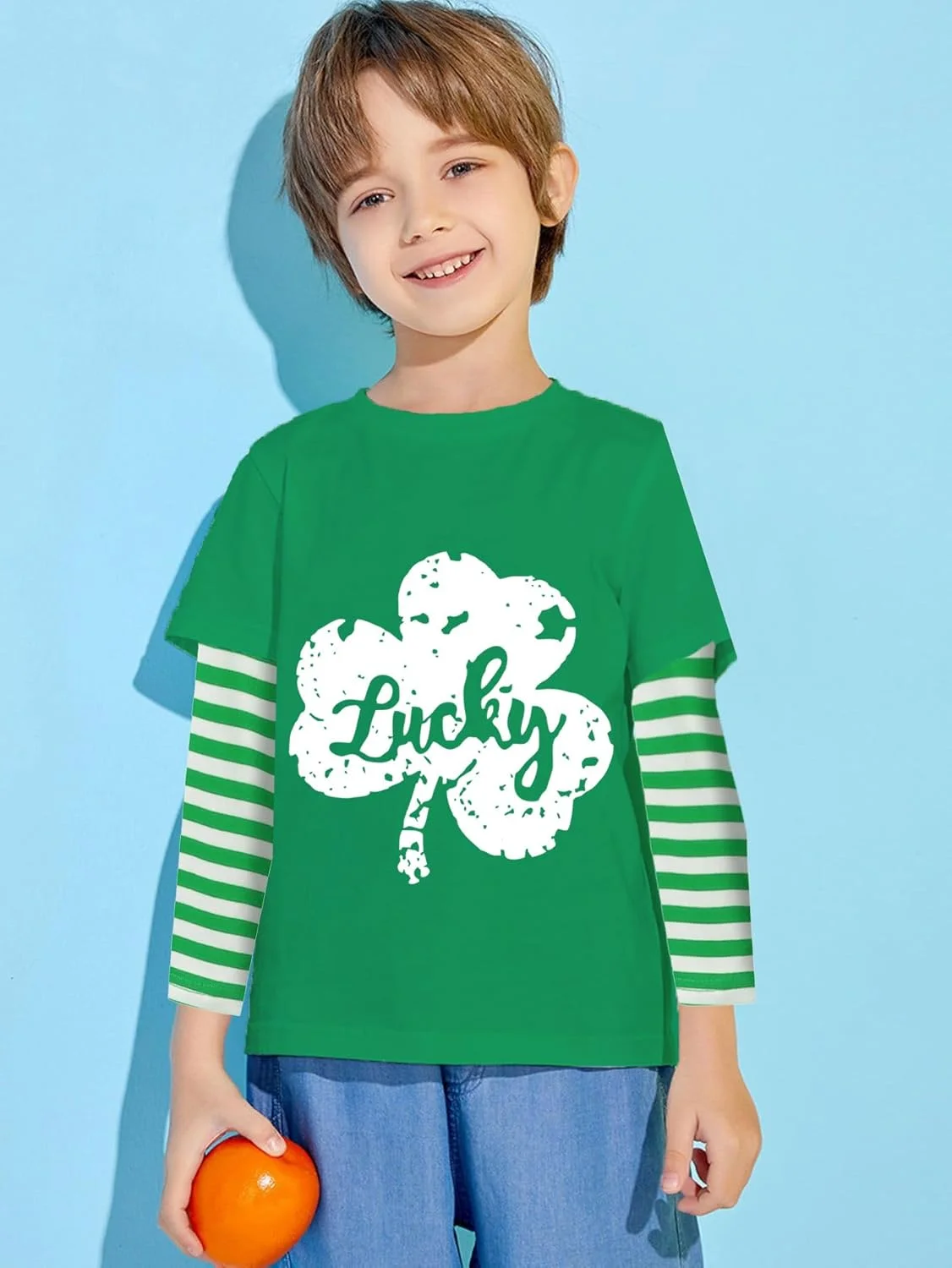 تی شرت روز سنت پاتریک بچه گانه پسرانه دخترانه شبدر گرافیکی خوش شانس آستین بلند