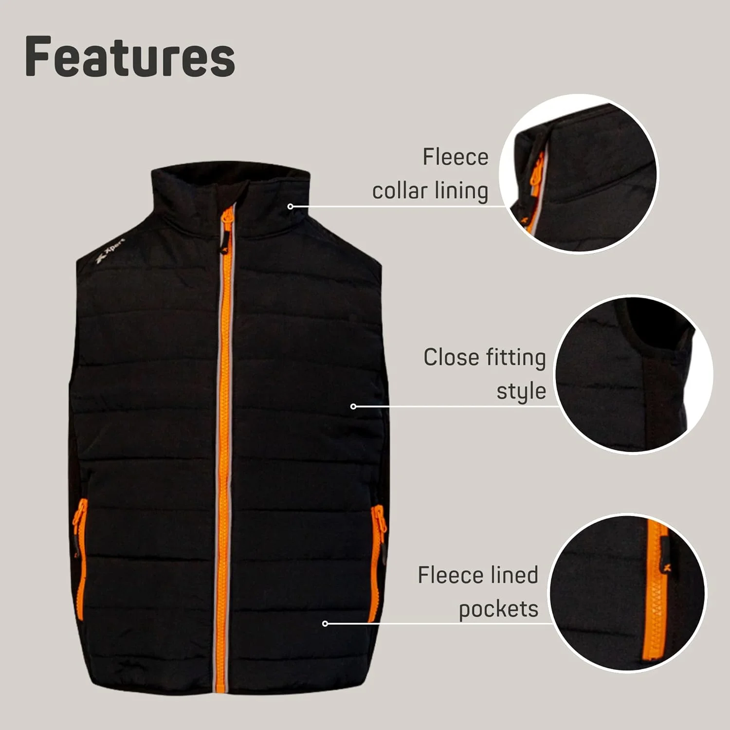 ایکسپرت - جلیقه گرم کننده بدن بچه گانه Pro Junior Rip-stop. ژیله سبک وزن و ضد آب با یقه و جیب های پشمی. ژاکت بدون آستین سبک وزن برای پسران