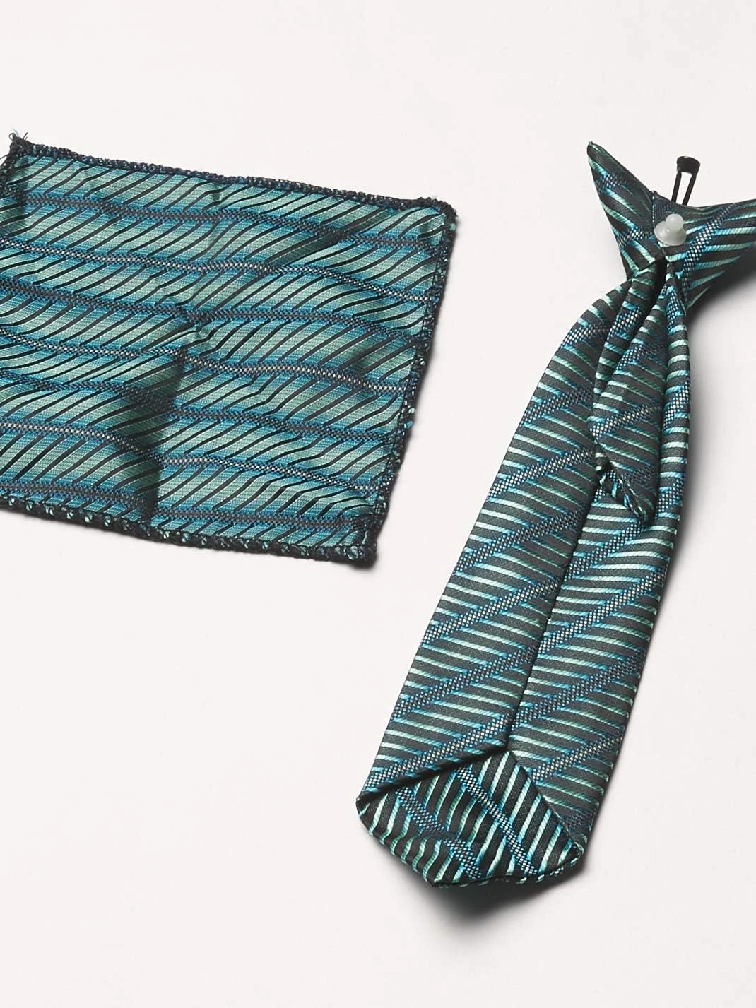 پیراهن آستین بلند دکمه دار پسرانه به همراه کراوات و دستمال جیبی، زمردی، سایز ۶