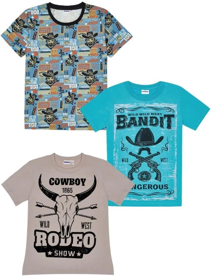 تی شرت آستین کوتاه یقه گرد چندتایی بچگانه پسرانه دخترانه (بسته 3 عددی)