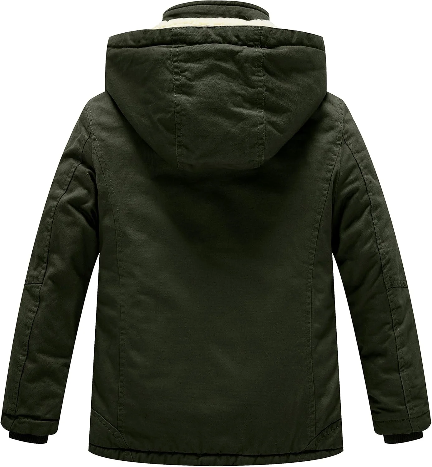 کاپشن کلاه دار ضخیم توییل نخی پسرانه و دخترانه WenVen، سبز ارتشی، سایز 10-12 سال