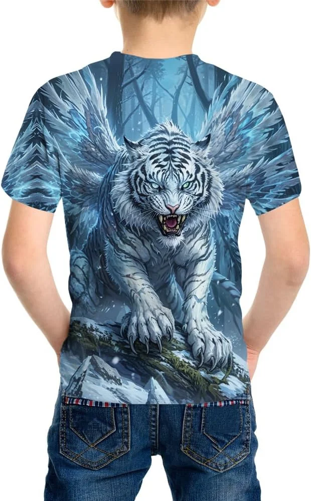 تیشرتهای گرافیکی چاپی سه بعدی بچگانه طرح ببر خندهدار آستین کوتاه برای پسران و دختران جوان 4 تا 14 سال تیشرتهای گرافیکی چاپی سه بعدی بچگانه طرح ببر خندهدار آستین کوتاه برای پسران و دختران جوان 4 تا 14 سال