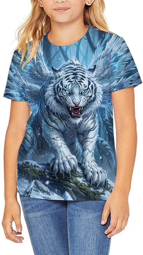 تیشرتهای گرافیکی چاپی سه بعدی بچگانه طرح ببر خندهدار آستین کوتاه برای پسران و دختران جوان 4 تا 14 سال تیشرتهای گرافیکی چاپی سه بعدی بچگانه طرح ببر خندهدار آستین کوتاه برای پسران و دختران جوان 4 تا 14 سال