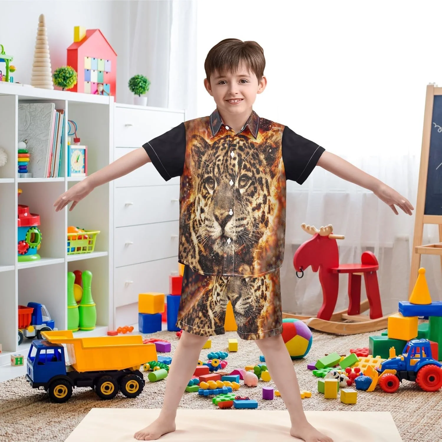 ست تی‌شرت آستین کوتاه و شلوارک پسرانه طرح ساحلی لباس‌های تابستانی برای کودکان