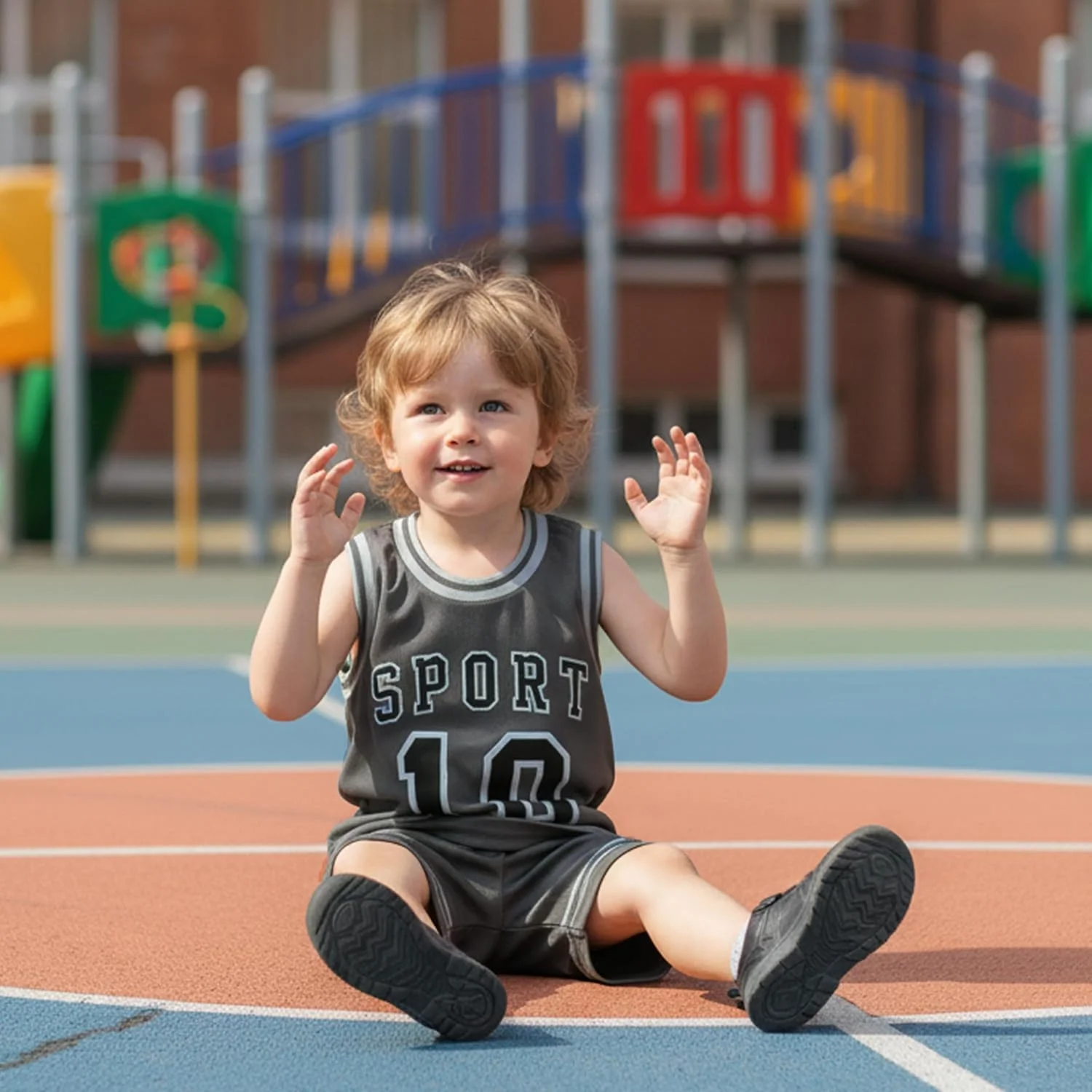 ست شورت ورزشی بچگانه، تاپ رکابی و شورت توری، مناسب بسکتبال، دو تکه