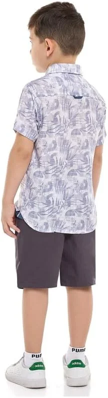 ست تی‌شرت آستین کوتاه طرح‌دار و شلوارک پسرانه دو تکه ویکتور اند جین