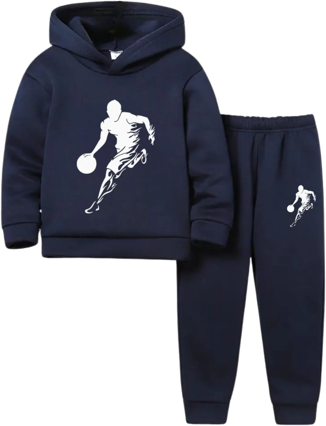 ست سویشرت کلاه دار و شلوار پسرانه URBAN OX با طرح سیلوئت بازیکن بسکتبال، دو تکه، راحت، مناسب فصل پاییز | ست لباس پسرانه ست سویشرت کلاه دار و شلوار پسرانه URBAN OX با طرح سیلوئت بازیکن بسکتبال، دو تکه، راحت، مناسب فصل پاییز | ست لباس پسرانه