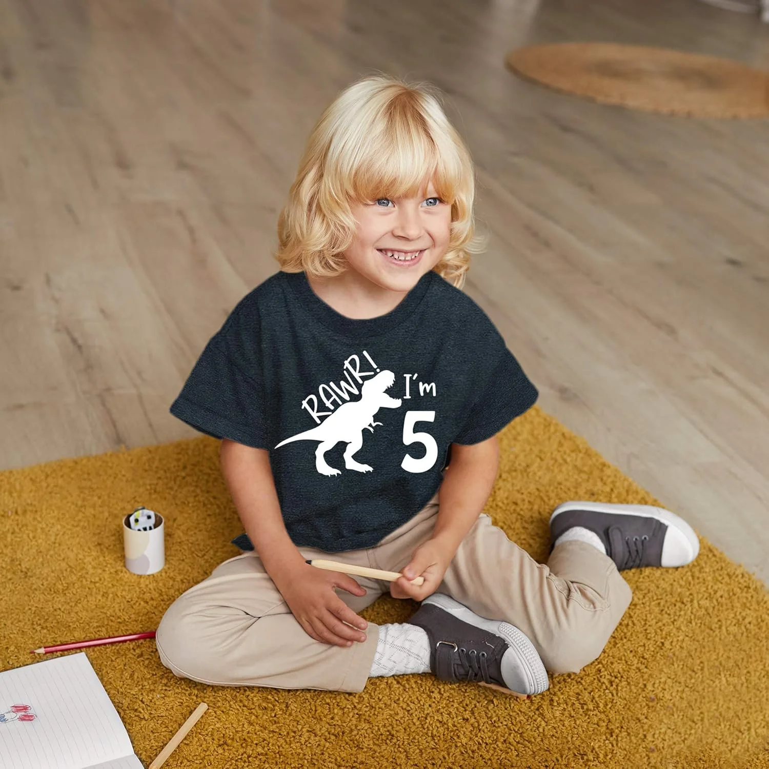 تی شرت تولد 5 سالگی با طرح دایناسور