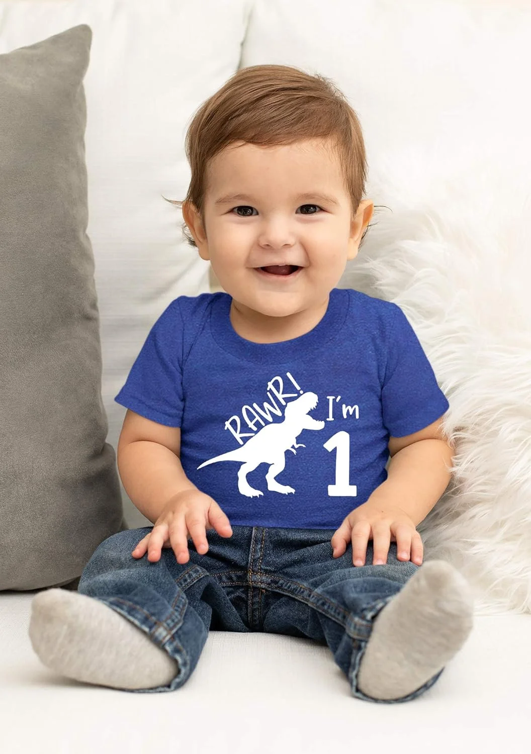 لباس تولد یک سالگی با طرح دایناسور