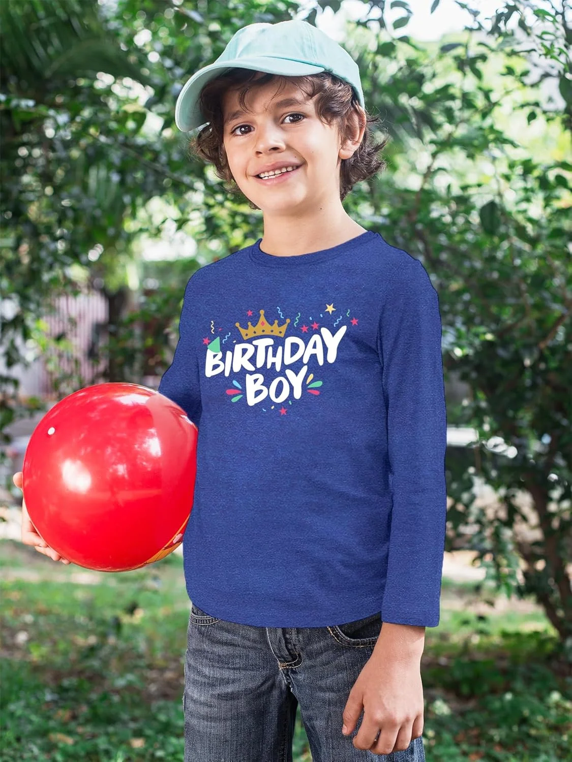 تی شرت پسر تولد مبارک برای پسران نوپا یک، دو، سه، چهار یا پنج ساله با طرح تاج