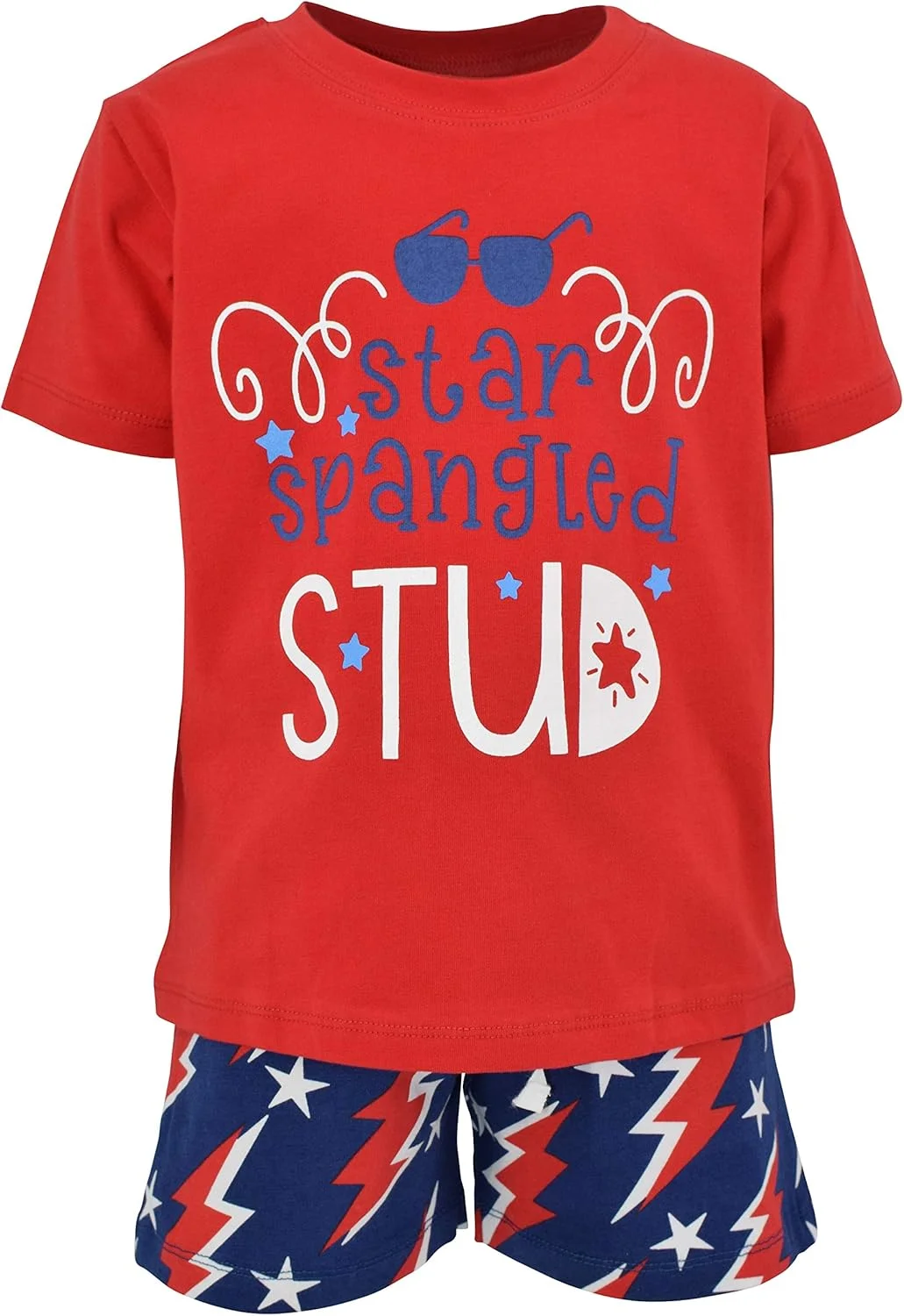 ست شورت پسرانه طرح ستاره ای و ملی، لباس پسرانه (8) قرمز