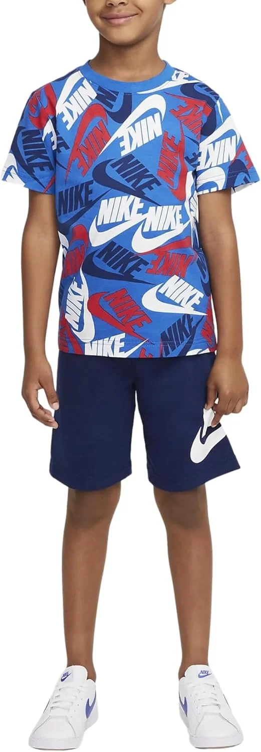 ست شلوارک بچگانه نایک مدل 86h749 آبی سایز 7 سال طرح رنگارنگ