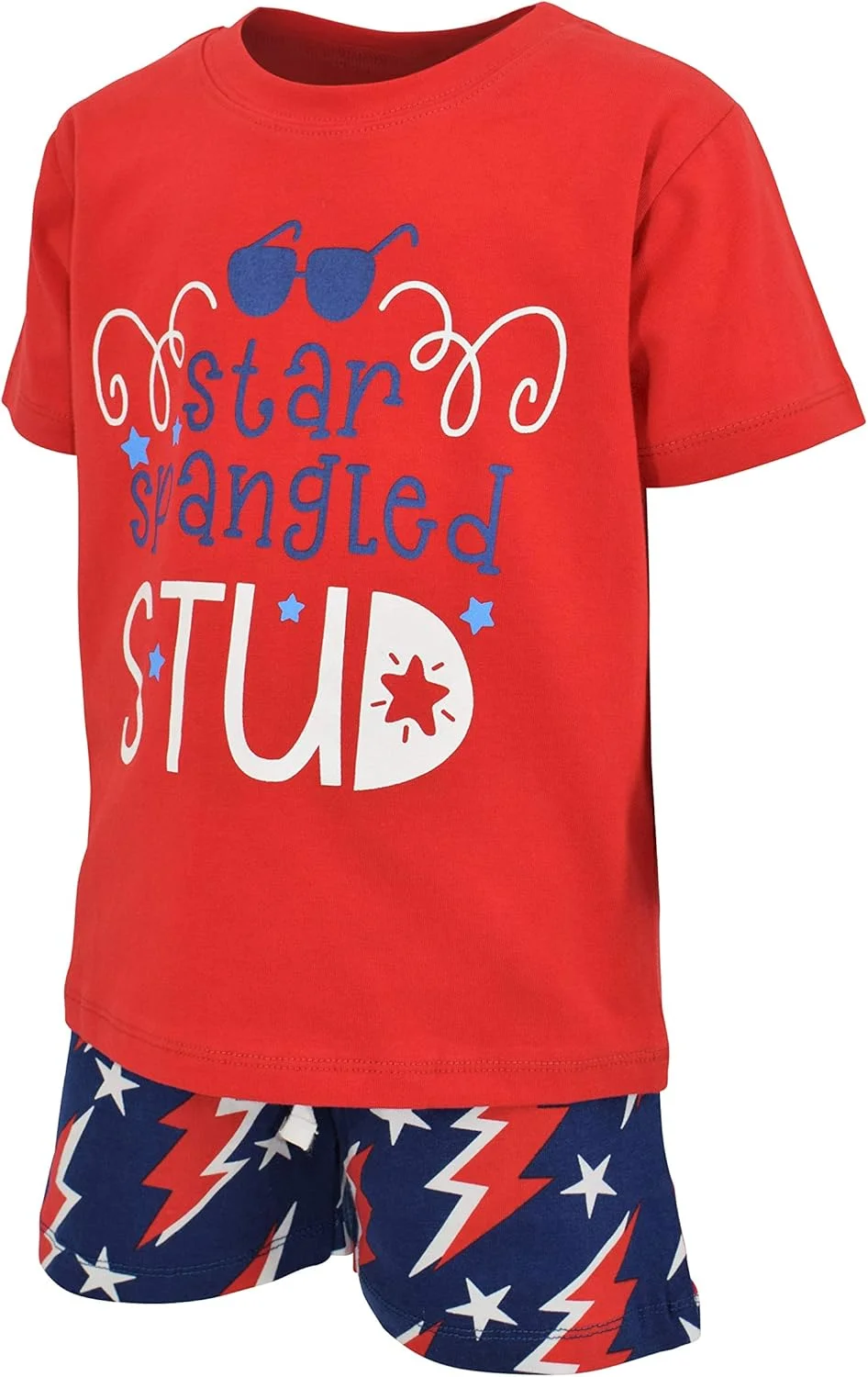 ست شلوارک پسرانه طرح ستاره ای ویژه جشن های ملی (سایز 6) قرمز، لباس پسرانه