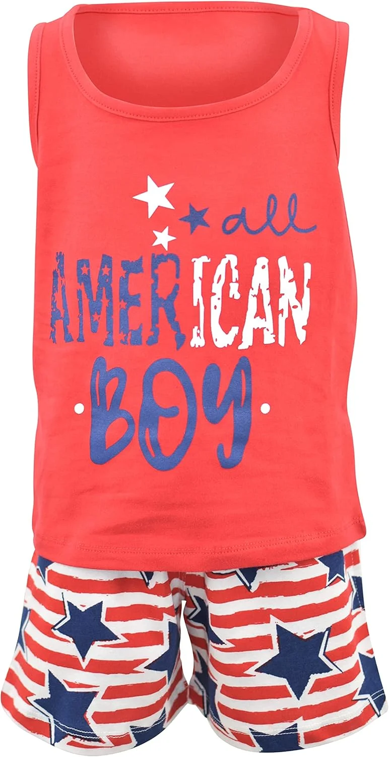 ست تاپ و شلوارک پسرانه طرح پرچم آمریکا، دو تکه