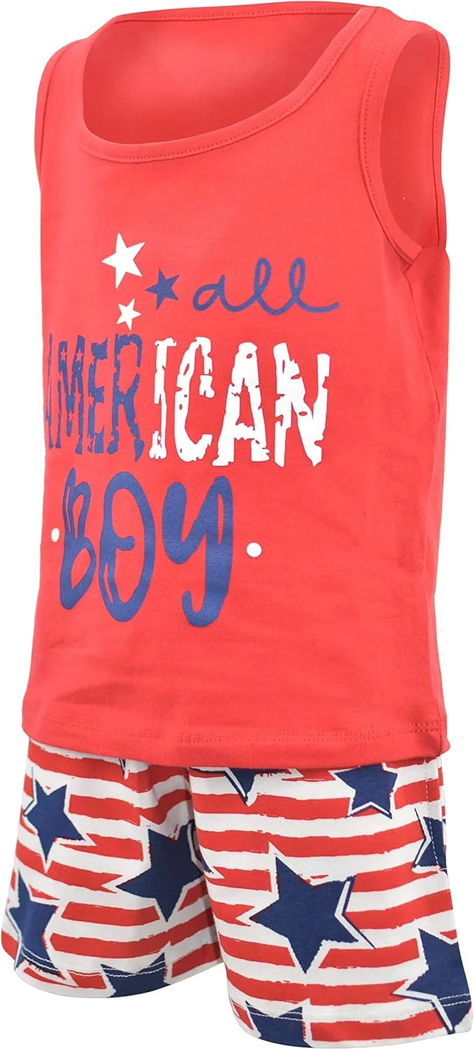 ست تاپ و شلوارک پسرانه طرح پرچم آمریکا، دو تکه