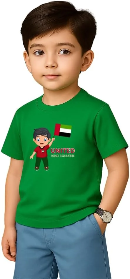 تی شرت پسرانه جشن امارات متحده عربی - تی شرت آستین کوتاه با طرح چاپی برای روزهای جشن، رویدادهای مدرسه، تعطیلات - تی شرت های راحت و شیک بچه گانه