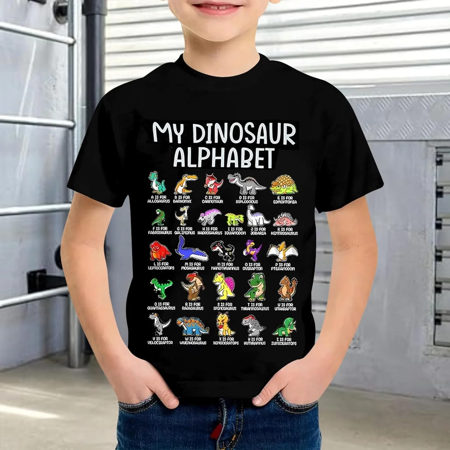 تی شرت پسرانه، بسته 2 عددی، طرح دایناسور و حروف الفبا، آستین کوتاه، مناسب کودکان 2 تا 8 سال