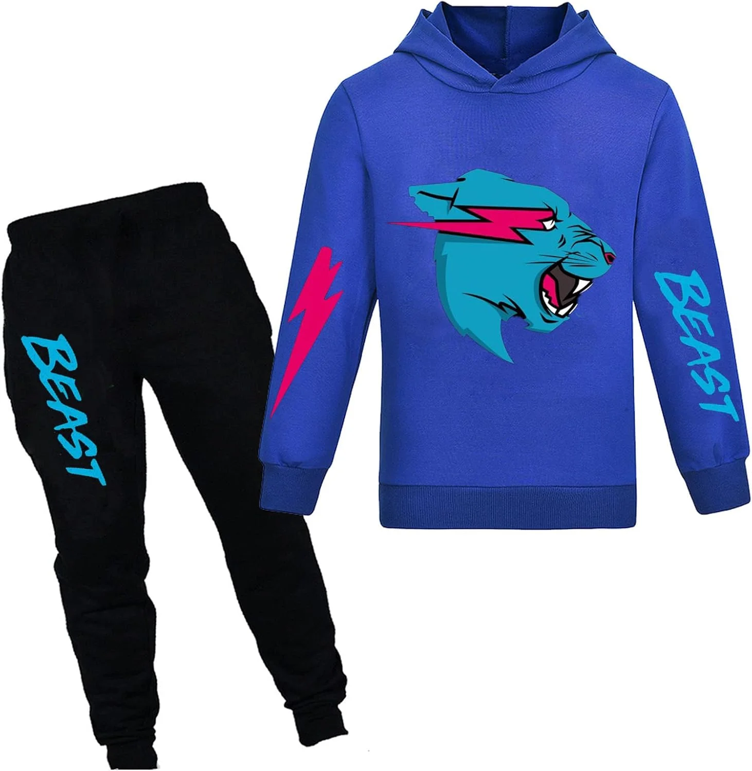 ست هودی و شلوار پسرانه طرح گربه آذرخش، مناسب برای دختران و پسران