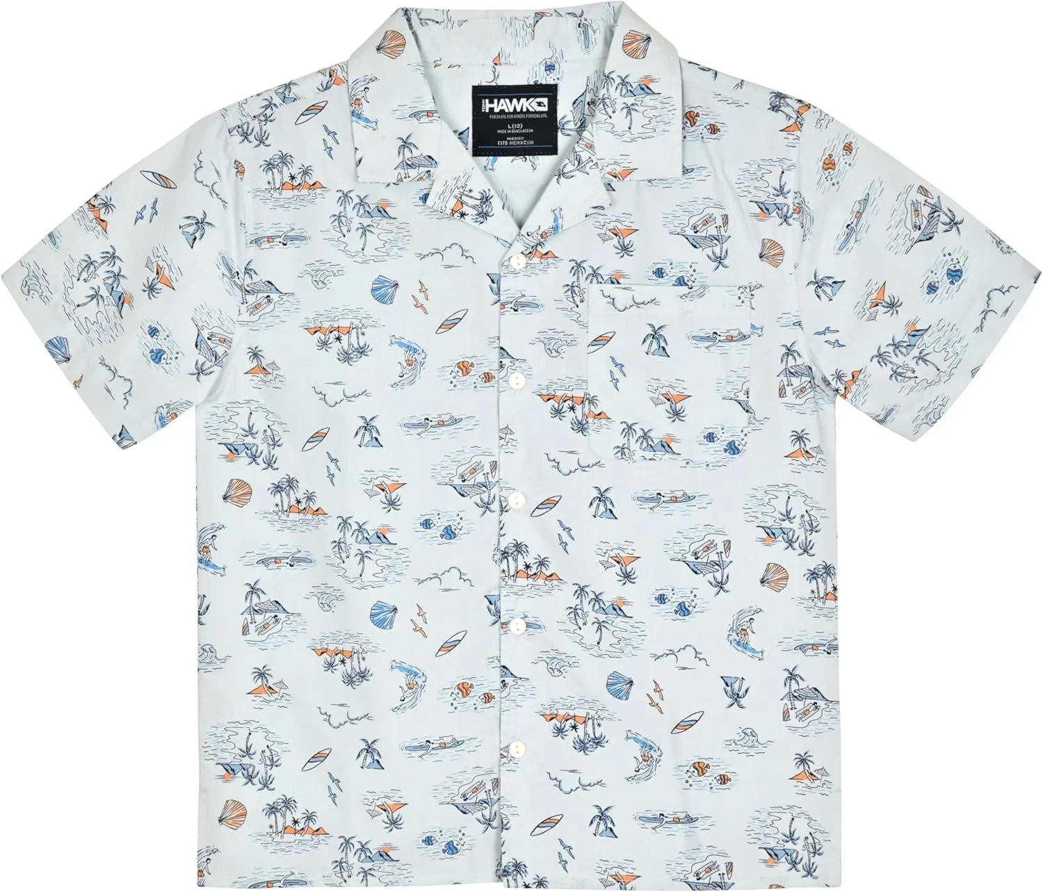 ست شلوارک پسرانه سه تکه تونی هاوک - شامل تیشرت طرح اسکیت بورد، شلوارک بافت و پیراهن دکمه دار جلو باز برای لباس بچه گانه