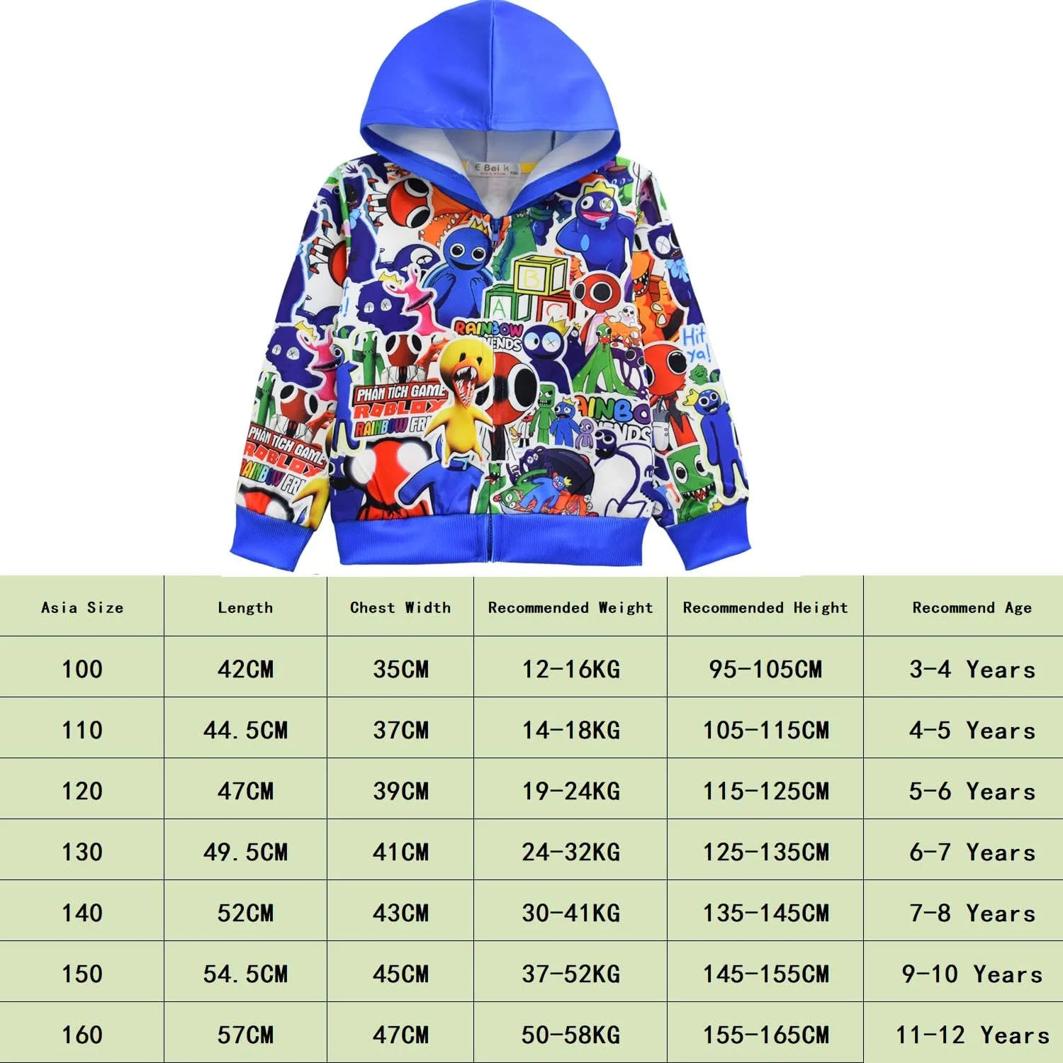 هودی رنگین کمانی دوستان برای پسران و دختران، ژاکت زیپ دار کارتونی، لباس بازی یوتیوب کلاه دار زیبا