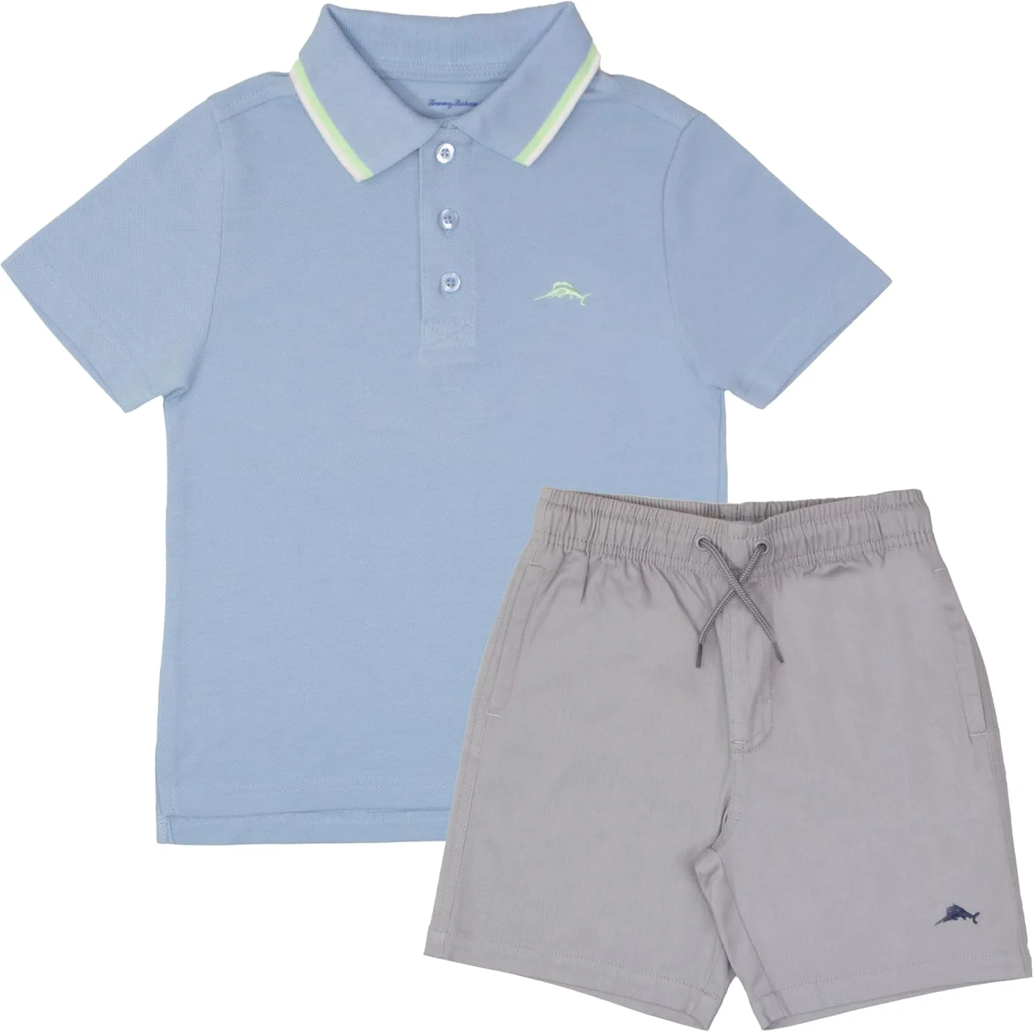 ست تی شرت پولو آستین کوتاه کلاسیک و شلوارک کمر کشی پسرانه تامی باهاما، لباس تابستانی غیر رسمی 2 تکه برای کودکان
