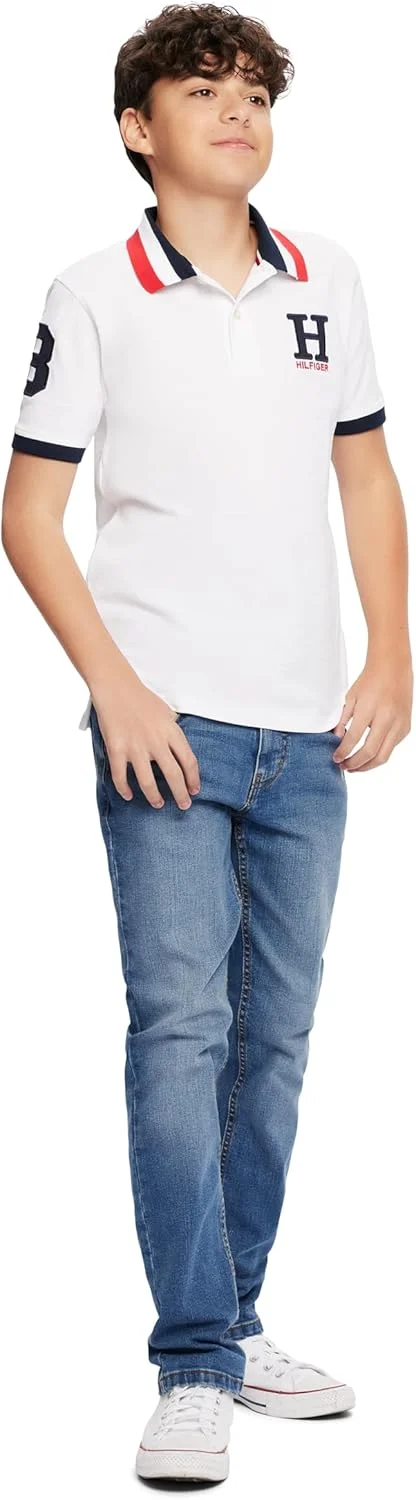 پولوشرت آستین کوتاه پسرانه تامی هیلفیگر مدل مت آیوی، 100% پنبه، لوگوی گلدوزی شده