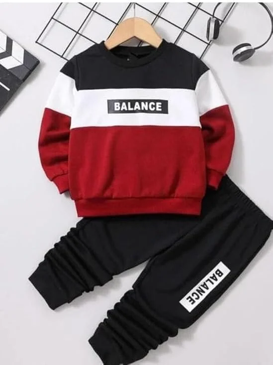 لباس پسرانه Tiny Towns | ست بلوز آستین بلند نخی پسرانه طرح دار و شلوار | لباس شیک و مدرن بلوز و جاگر برای نوزاد پسر - مشکی